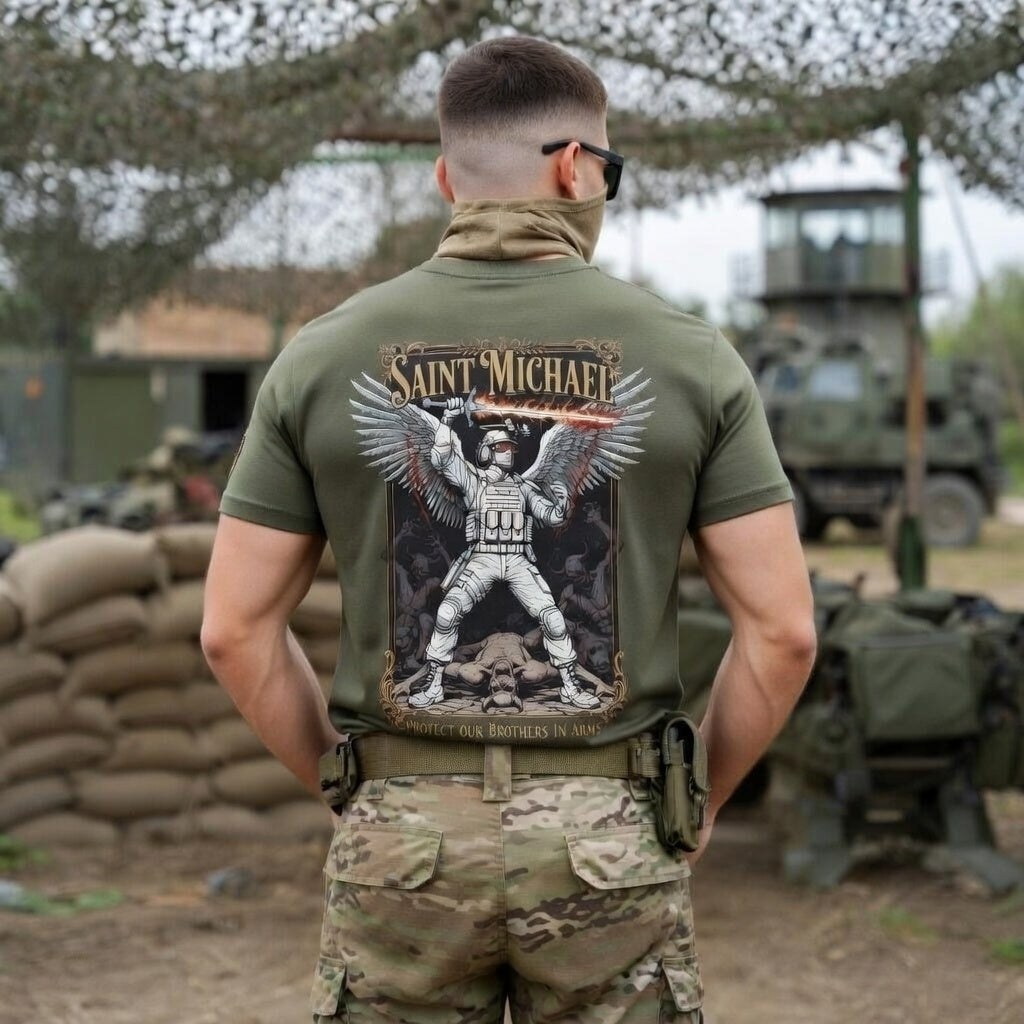 T-shirt Saint Michael Protect Our Brothers In Arms n°1